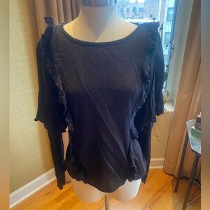 All Saints Gauze Ruffle Detail Blouse